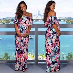 Bump Girl Neon Floral Maxi Dress